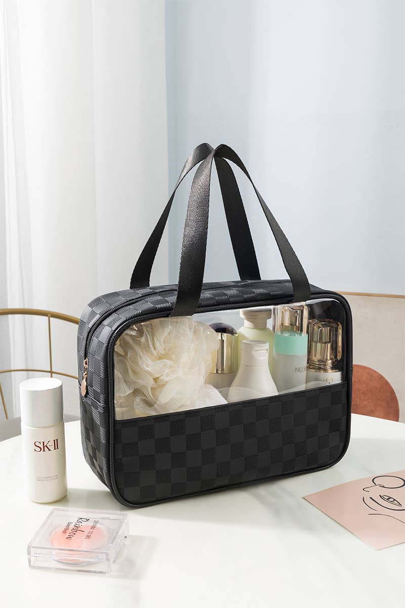 Clear Checkered Toiletry Bag￼