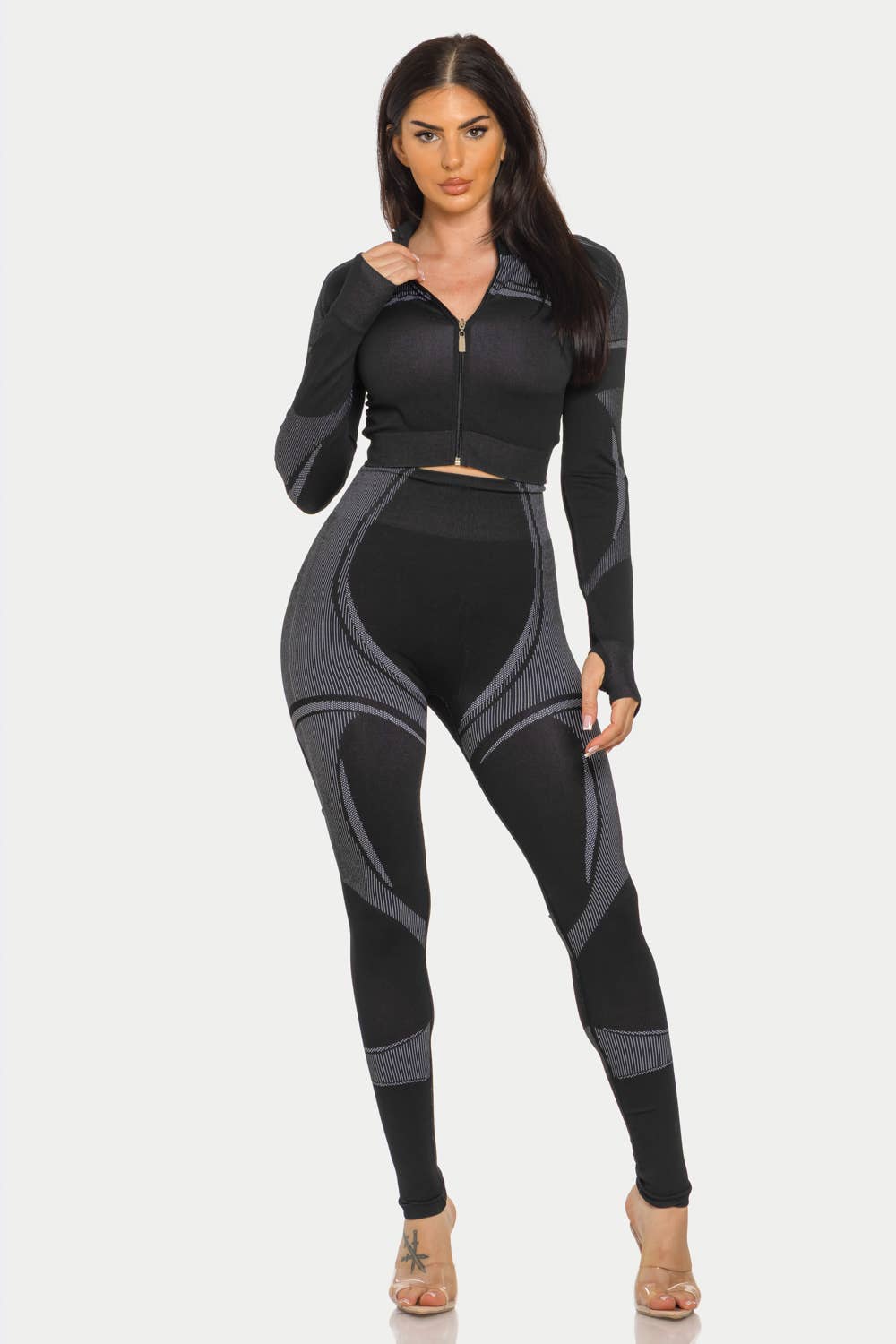 Seamless Zip Up Jacket And Leggings Set