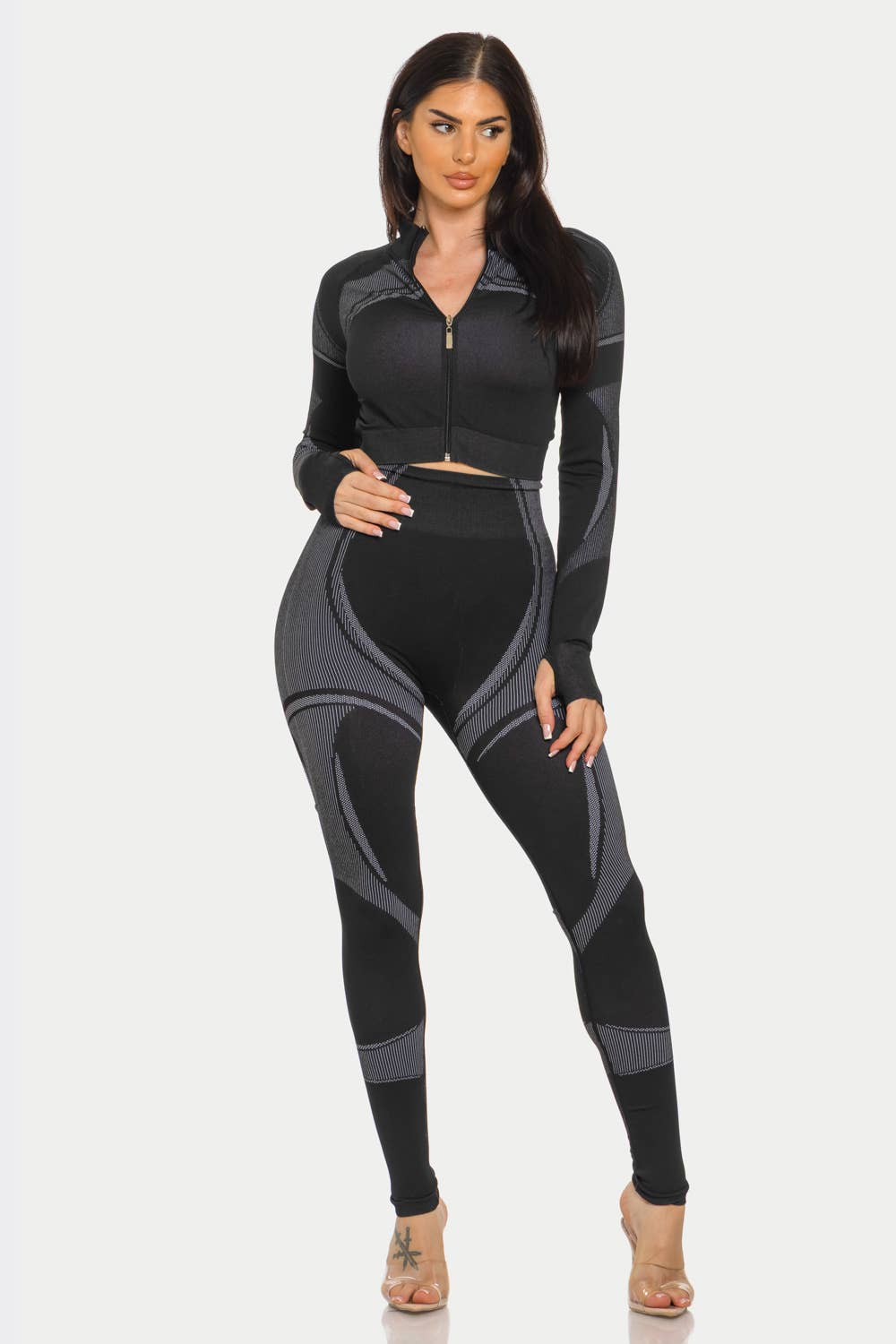 Seamless Zip Up Jacket And Leggings Set