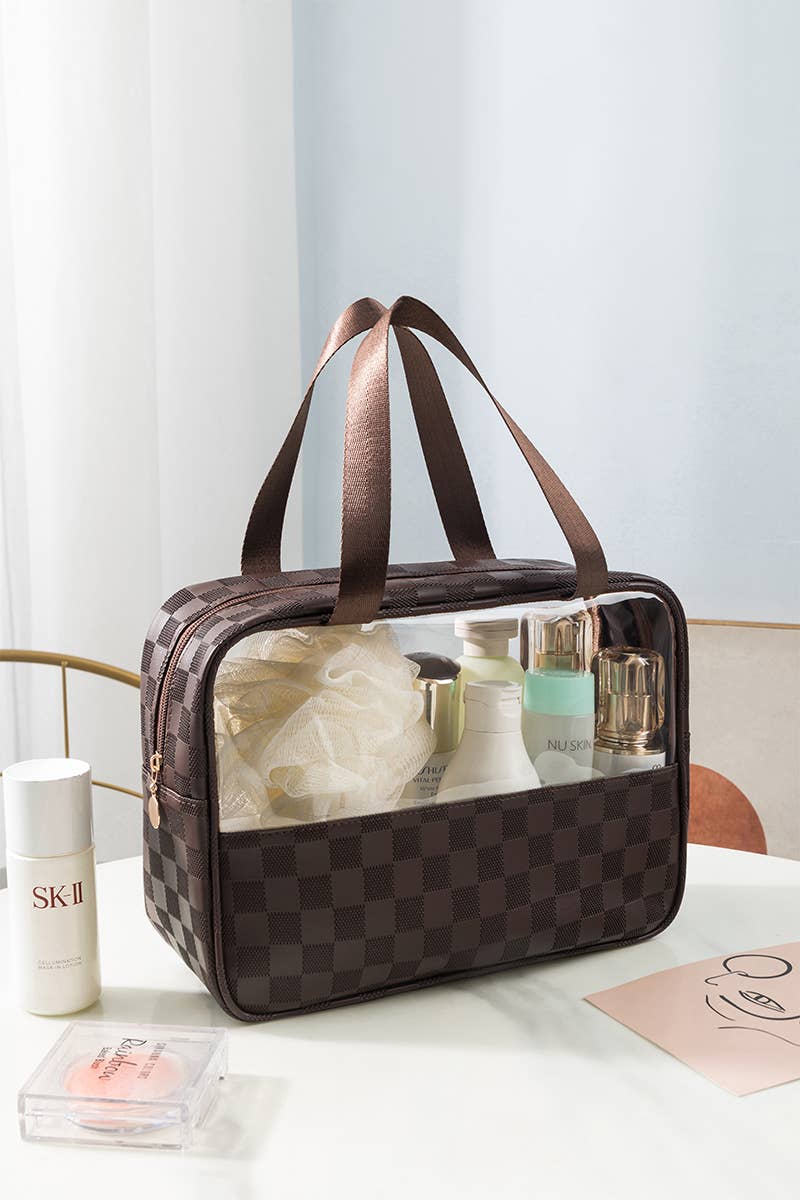 Clear Checkered Toiletry Bag￼