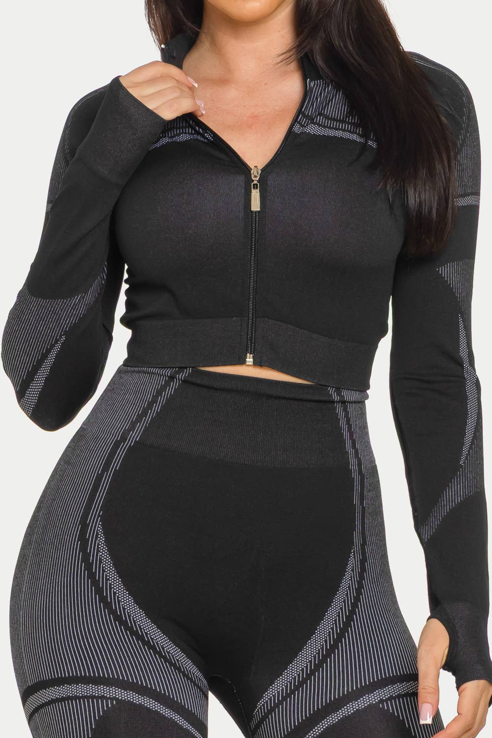 Seamless Zip Up Jacket And Leggings Set