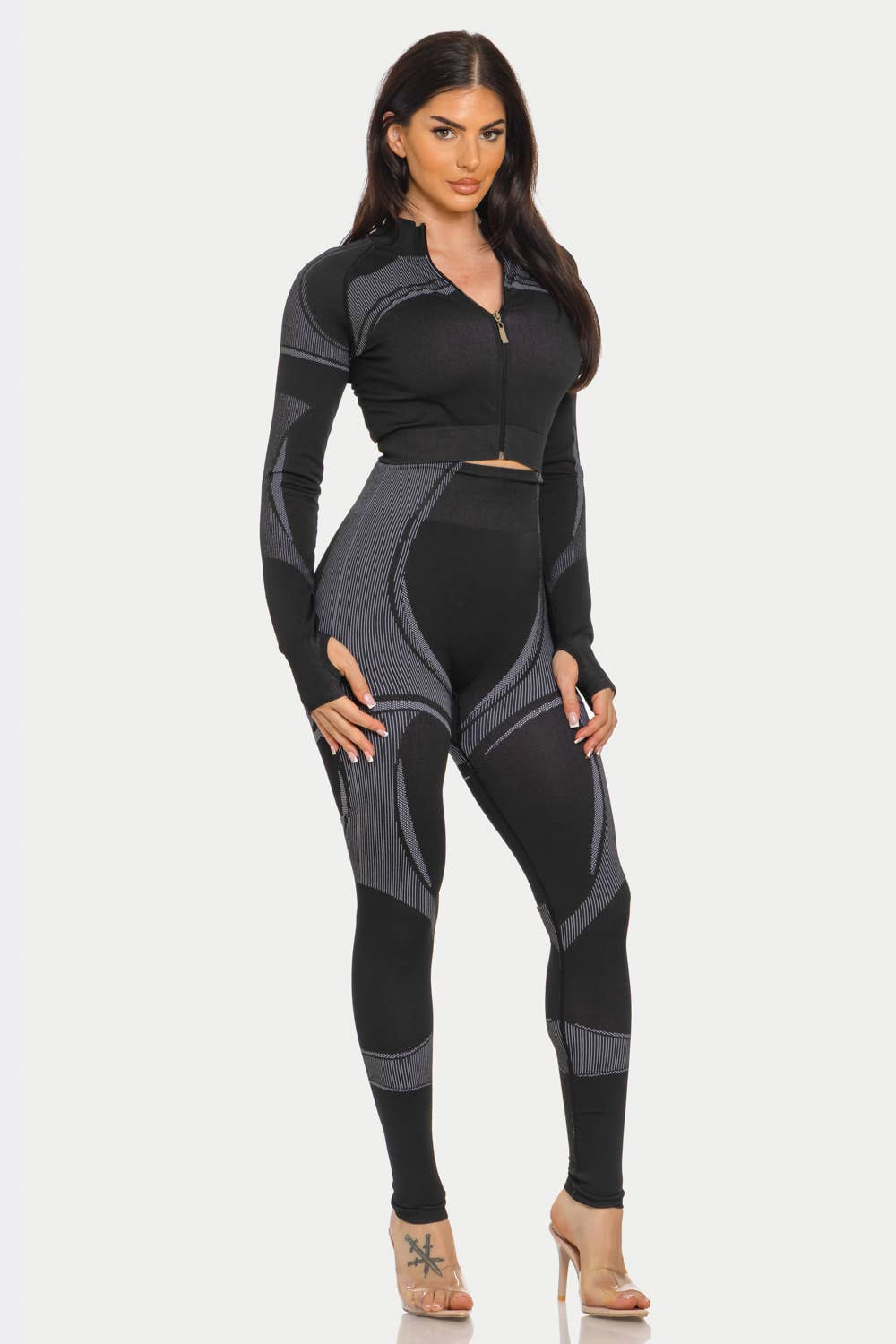 Seamless Zip Up Jacket And Leggings Set