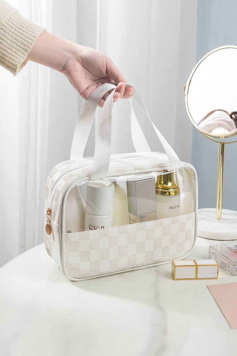 Clear Checkered Toiletry Bag￼