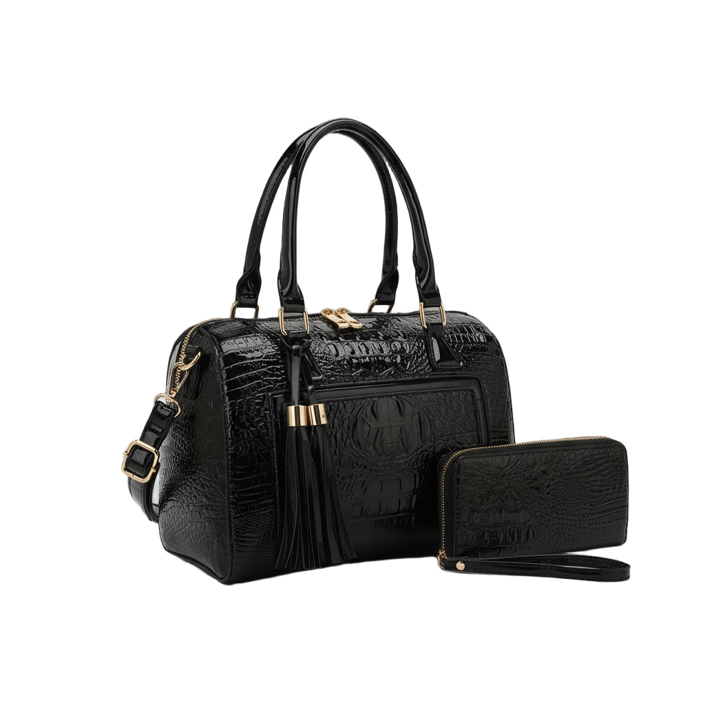 Holly Boston Bag Croc Embossed w/wallet